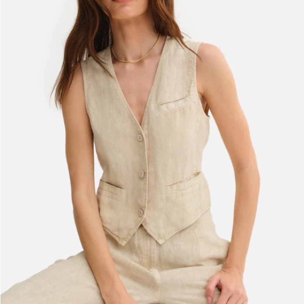 NWT MATE The Label Organic Linen Vest